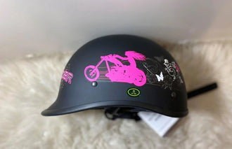 Lady rider DOT Motorcycle Polo Helmet- Black/PINK