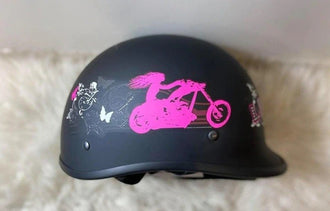Lady rider DOT Motorcycle Polo Helmet- Black/PINK