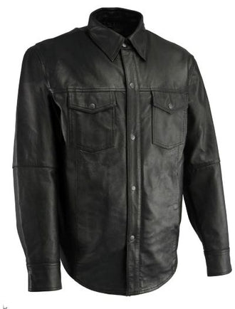 SNAP FRONT LEATHER SHIRT