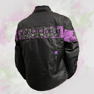 Motorcycle Purple and Black Skull Jacket - Ladies' Textile