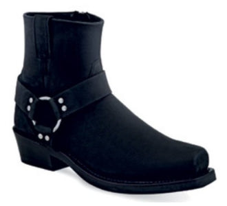 Men's Distress Black Harness / Biker-Style Boots 