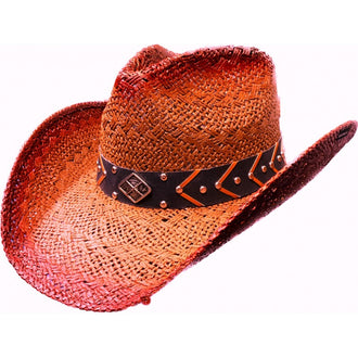Modestone Straw Western Hat Dk. Raspberry