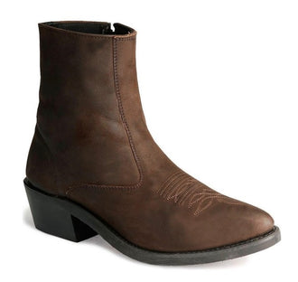 Distress Brown Men's Zipper Western Ankle Boot - MZ7082