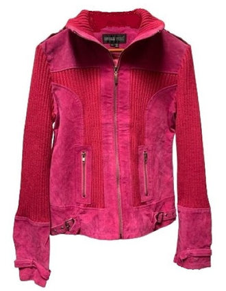 Ladies Suede and Knit Pink Light Jacket