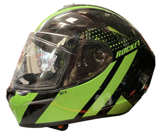 Joe Rocket RKT 8 Velocity Series Full Face Helmet, Black/HiViz Green