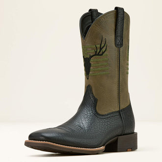 Sport Antlers Cowboy Boot, Adobe Black/4 Leaf Clover 61231 - Men's