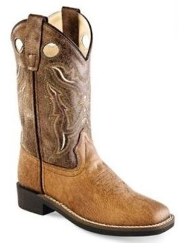 Jama Old West Youth Tan Vintage Broad Square Toe Boots