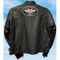 Victory Leather Jacket Black w/Pink Stripes - Ladies Jacket