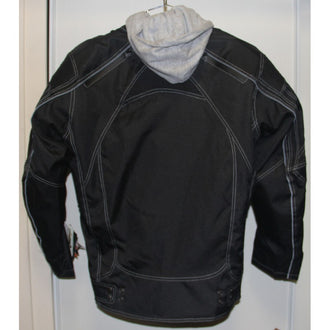 "X-Caliber" Textile Armored Jacket/White Stitching/Removable Hoodie