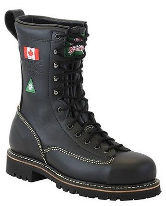 Canada West 34394 Forester Black Fire-Retardent Leather Steel-Toe Lace Work Boots CSA Grade 1