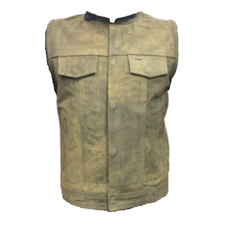 Club Vest with Snap/ zip - Sand Leather, Black Lining, Club Split