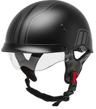 Gmax HH-65 Twin Full Dressed Half Helmet-Matte Black/Silver