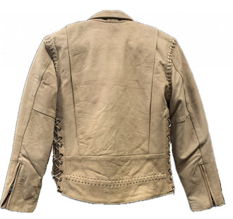 Ladies Laced Leather Jacket Tan