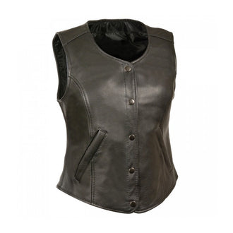 Ladies leather vest PLAIN- 3089