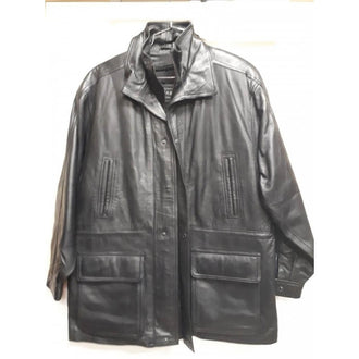 Mens Black Casual Leather Jacket with Zipout Liner
