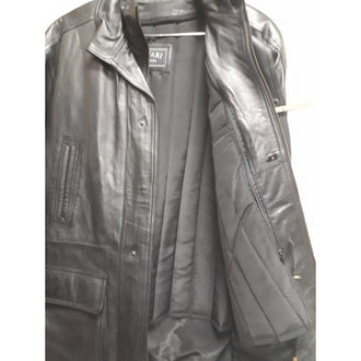 Mens Black Casual Leather Jacket with Zipout Liner