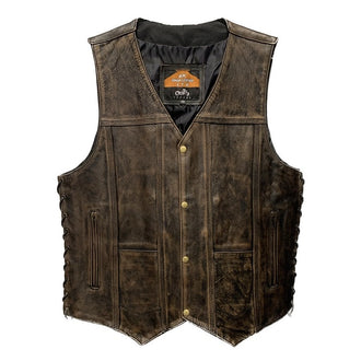 Marble Brown Buff Leather Vest 628