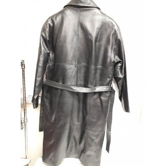 Men's Full Length soft leather coat.F914