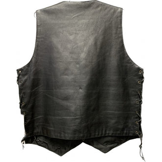 Men's Ten Pocket Black Leather Vest