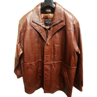 Mens Cognac Casual Leather Jacket with Zipout Liner