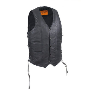 Mens Cowhide Leather Vest With Side Laces