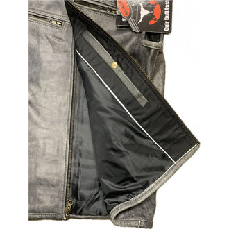 Men’s Vintage Distressed GREY Zipper Front Vest