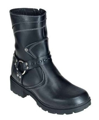 Milwaukee Boots: Women's Daredevil Black Leather Motorcycle Boots MVB239