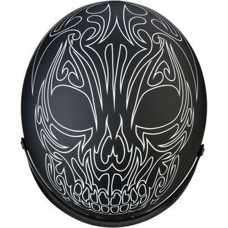 Black Nomad Half Helmet with White Tribal Pinstripe