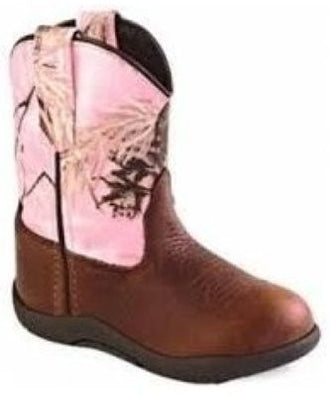 Old West Rubber Sole Pink Camo Round-Toe Boots TB2215i