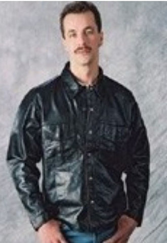 SNAP FRONT LEATHER SHIRT