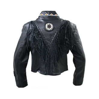 Womens Western Jacket with Fringe and Decorative Beadwork W1701