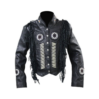 Womens Western Jacket with Fringe and Decorative Beadwork W1701